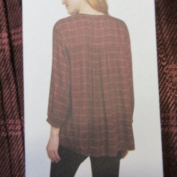 WRANGLER Ladies Brown Rust Plaid Blouse Sz L (12-14) Popover Tunic Shirt Top NWT - Picture 10 of 13